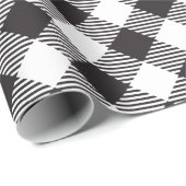 Papier Cadeau Buffle noir et blanc Plaid Noël (Coin rond)