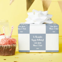 Buffle personnalisé Check Blue Joyeux anniversaire