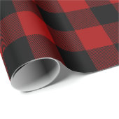 Papier Cadeau buffle rouge et noir plaid (Coin rond)