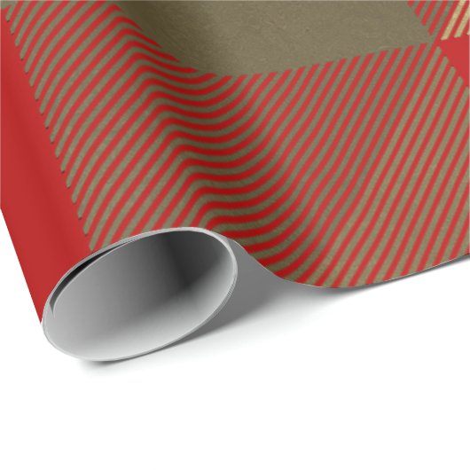 Papier Cadeau Buffle Rouge Noir Or Plaid Russe Holiday (Coin rond)