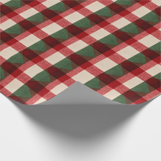 Papier Cadeau Buffle rouge vert Plaid Noël (Coin)