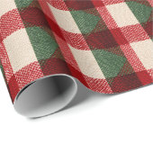 Papier Cadeau Buffle rouge vert Plaid Noël (Coin rond)
