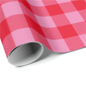 Papier Cadeau Buffle rouge vif et rose plaid (Coin rond)