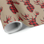Papier Cadeau Buffle Rustique Kraft Plaid Tête de tasse Grand An (Coin rond)