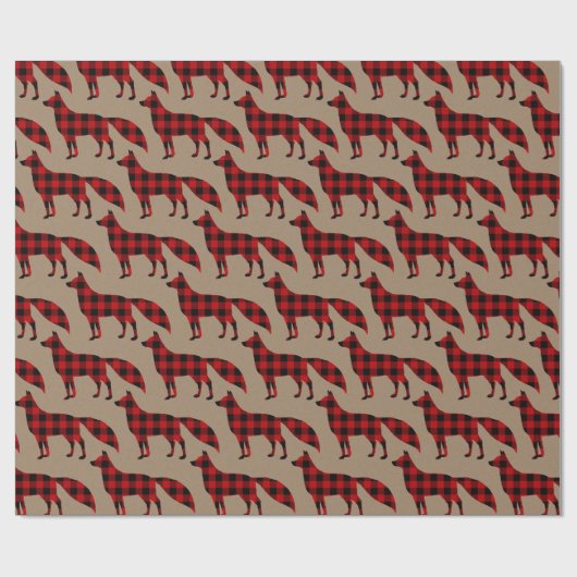 Papier Cadeau Buffle Rustique Kraft Red Fox Plaid Pour Noël (Plat)