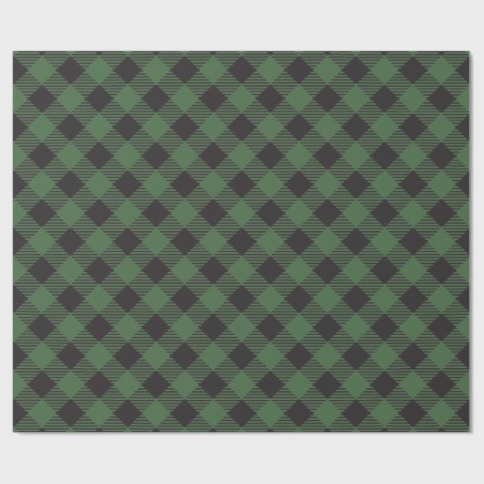 Papier Cadeau Buffle Vert Plaid Country Style Chic (Plat)