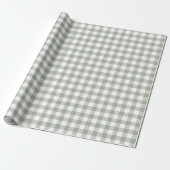 Papier Cadeau Buffle vert Sage Plaid En vichy pays vérifié (Déroulé)