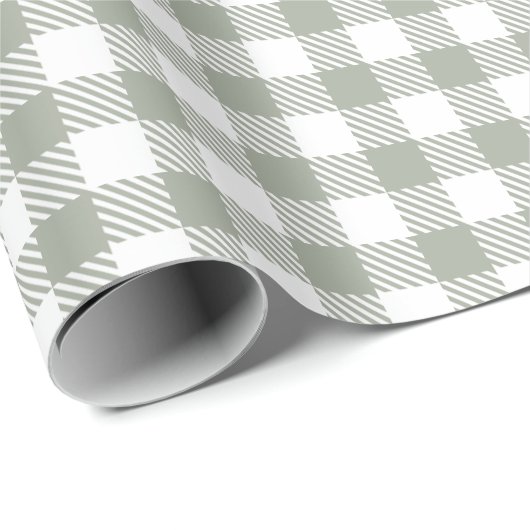 Papier Cadeau Buffle vert Sage Plaid En vichy pays vérifié (Coin rond)