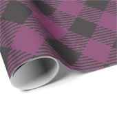 Papier Cadeau Buffle violet Plaid Country Style Chic (Coin rond)