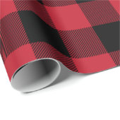 Papier Cadeau Bufflo Plaid Red Black Big Scale Xmas Classic (Coin rond)