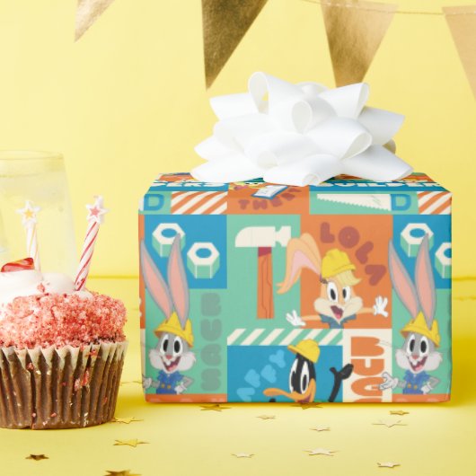 Papier Cadeau BUGS BUNNY BUILDERS™| Motif de grille de personnag (Fête d'anniversaire)