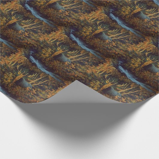 Papier Cadeau Bull Elk dans la forêt d'automne (Coin)