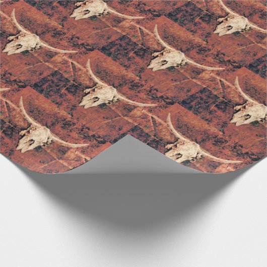Papier Cadeau Bull Skull Pays Western Brown Black Motif (Coin)