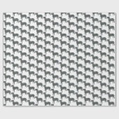 Papier Cadeau Bull Terrier Chien Silhouette Y&B Grille Blanc (Plat)