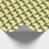 Papier Cadeau Bull Terrier Chien Silhouette Y&B Grille jaune (Coin)