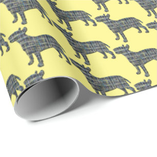 Papier Cadeau Bull Terrier Chien Silhouette Y&B Grille jaune