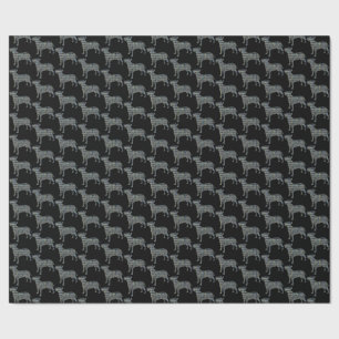 Papier Cadeau Bull Terrier Chien Silhouette Y&B Grille Noir