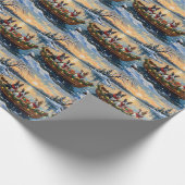 Papier Cadeau Bull Terrier Christmas Boat Holiday (Coin)