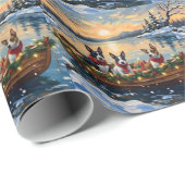 Papier Cadeau Bull Terrier Christmas Boat Holiday (Coin rond)