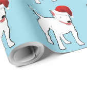 Papier Cadeau Bull-terrier de Père Noël (Coin rond)