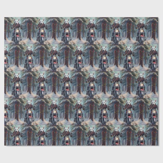 Papier Cadeau Bull Terrier Dog équitation moto Noël (Plat)