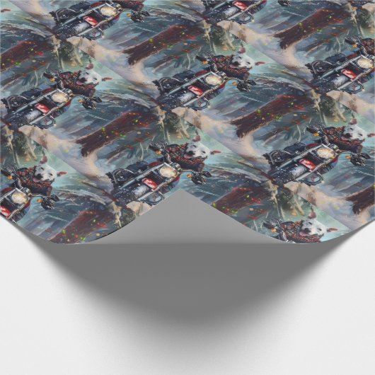 Papier Cadeau Bull Terrier Dog équitation moto Noël (Coin)