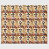 Papier Cadeau Bull Terrier En Automne Quitte L'Art Thanksgiving (Plat)