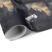 Papier Cadeau Bull Terrier Halloween effroi (Coin rond)