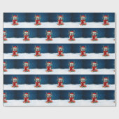 Papier Cadeau Bulldog anglais avec cadeaux de Noël (Plat)