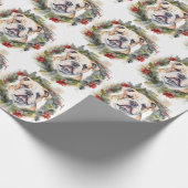 Papier Cadeau Bulldog Christmas Wreath Festive Pup (Coin)