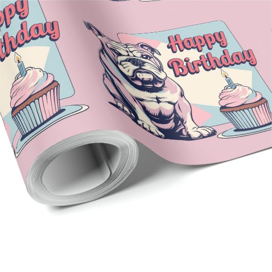 Papier Cadeau Bulldog coloré (Coin rond)