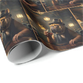 Papier Cadeau Bulldog Drinking Whiskey Dans Les Années 1920 Spea (Coin rond)