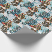 Papier Cadeau Bulldog équitation moto Noël (Coin)