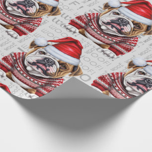 Papier Cadeau Bulldog Père Noël Noël pour les Amoureux de les ch