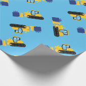 Papier Cadeau Bulldozer Cute 1er Anniversaire Fête Construction (Coin)