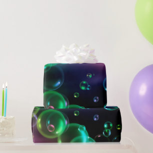 Papier Cadeau Bulle Iridescente sur noir