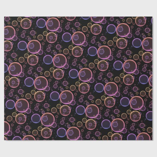 Papier Cadeau Bulles arc-en-ciel en noir (Plat)