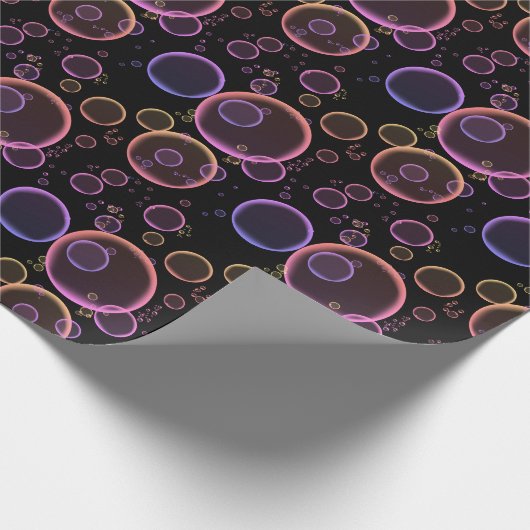 Papier Cadeau Bulles arc-en-ciel en noir (Coin)