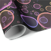 Papier Cadeau Bulles arc-en-ciel en noir (Coin rond)