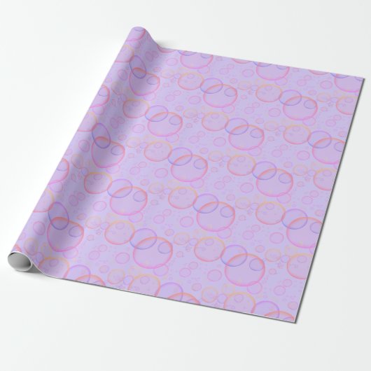Papier Cadeau Bulles Arc-En-Ciel Sur Violet (Déroulé)