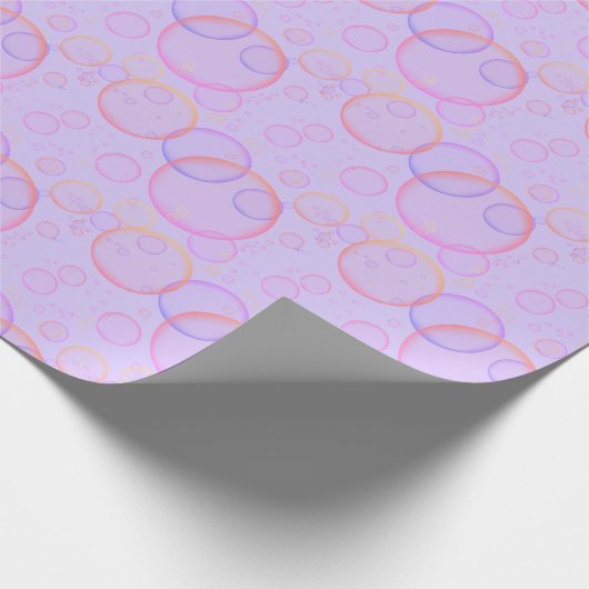 Papier Cadeau Bulles Arc-En-Ciel Sur Violet (Coin)