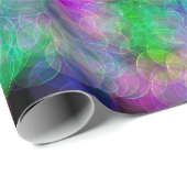 Papier Cadeau Bulles d'art violet, vert et bleu fluides Annivers (Coin rond)