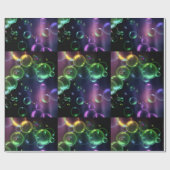 Papier Cadeau Bulles de néon colorées (Plat)