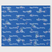 Papier Cadeau Bulles De Savon Anniversaire En Bleu (Plat)