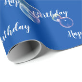Papier Cadeau Bulles De Savon Anniversaire En Bleu (Coin rond)