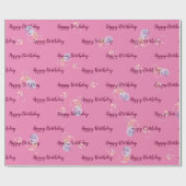 Papier Cadeau Bulles De Savon D'Anniversaire Sur Rose (Plat)