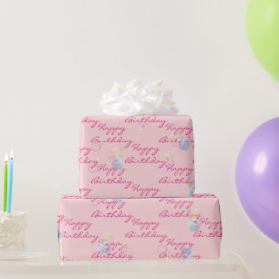 Papier Cadeau Bulles De Savon D'Anniversaire Sur Rose