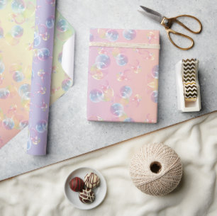 Papier Cadeau Bulles De Savon Sur Pastel Rainbow