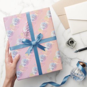 Papier Cadeau Bulles De Savon Sur Pastel Rainbow
