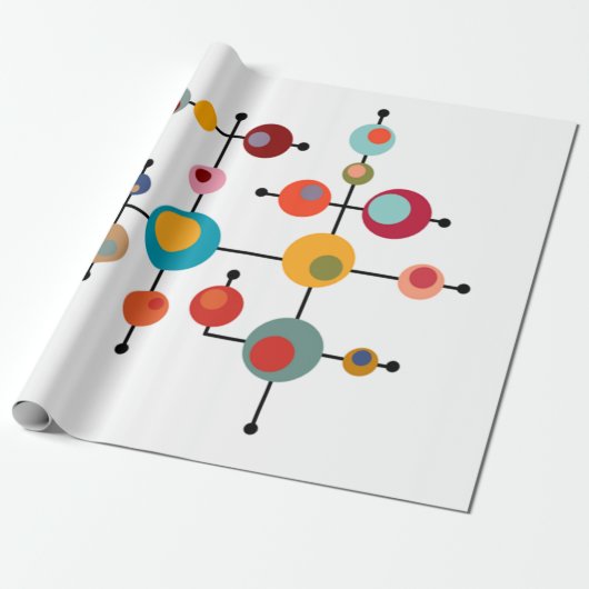 Papier Cadeau Bulles modernes du milieu du siècle  (Déroulé)